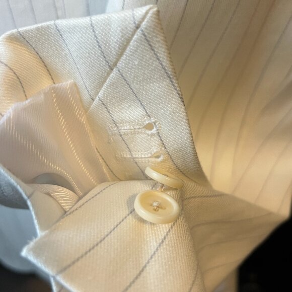 Banana Republic White Linen Stripe Full Suit - Size 40 S Chest | 30 S Pants - Picture 6 of 16